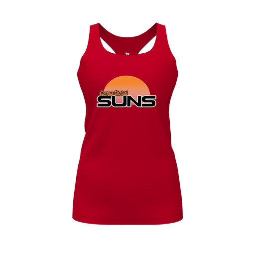 [CUS-DFW-RCBK-PER-RED-FYS-LOGO1] Racerback Tank Top (Female Youth S, Red, Logo 1)