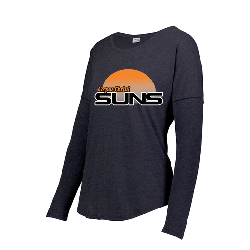 [FTLCUBNV-FAXS-LOGO1] Decker Women's Tri-Blend T-Shirt - Long Sleeve (Female Adult XS, Navy, Logo 1)