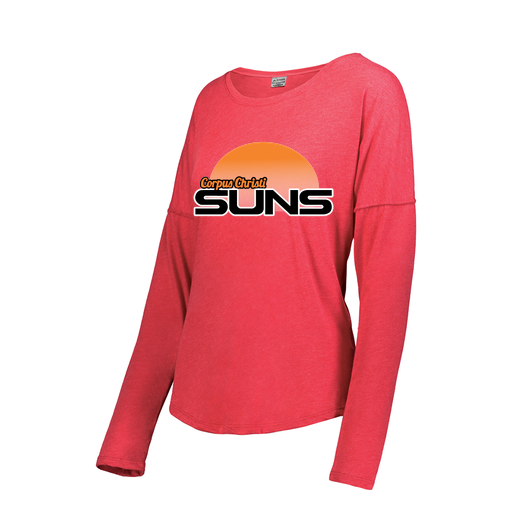 [FTLCUBRD-FAXS-LOGO1] Decker Women's Tri-Blend T-Shirt - Long Sleeve (Female Adult XS, Red, Logo 1)